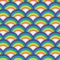 Seamles geometric pattern with colorful rainbows for textile.