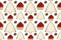 Seamles pattern with coffee cups, spice and cookies. Christmas collection, hand drawing illustration