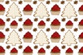 Seamles pattern with coffee cups, spice and cookies. Christmas collection, hand drawing illustration