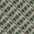 Seamles pattern of concrete road tile on the green grass path Royalty Free Stock Photo