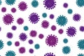 Seamles pattern Coronavirus. Flu spreading of the world. Floating flu virus and cancer cells. Flat illustration EPS10