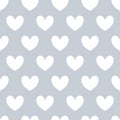 Seamles pattern with white hearts on gray background.