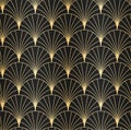 ART DECO SEAMLESS PATTERN BACKGROUND. LUXURY GOLD AND BLACK DESIGN. Royalty Free Stock Photo
