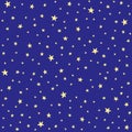 Seamless Starry Night Pattern in Blue Background Royalty Free Stock Photo
