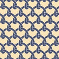 Seamless abstrac geometric pattern with Intersecting blue curved lines on a white background. Monochrome texture.
