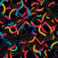 Seamless abstract background with African motifs on a black background Royalty Free Stock Photo