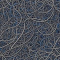 Intricate Web of Gray and Blue Wires in a Complex Network Pattern Royalty Free Stock Photo