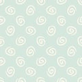 Seamless abstract background with cute round swirls on pastel green background.