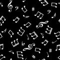 Seamless abstract background with music symbols. Vector illustration