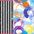 Seamless abstract background pattern, with circles, stripes, paint strokes and splashes Royalty Free Stock Photo