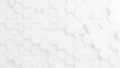 A seamless abstract background pattern composed of interlocking white hexagonal geometric shapes with subtle shadows and Royalty Free Stock Photo