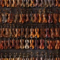 Colorful Seamless Abstract Background Tile With A Music Theme of Violins - Generative AI Royalty Free Stock Photo