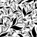 Seamless abstract black floral pattern with leafs Royalty Free Stock Photo