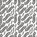 Seamless abstract black floral pattern with leafs Royalty Free Stock Photo