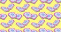 Seamless abstract 3d render pattern. Minimal design banner. Creative fried eggs background. Candy shop, sweet party concept Royalty Free Stock Photo