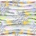 Seamless abstract 3D white snowflakes on blurred background. Vector EPS10 pattern. Royalty Free Stock Photo