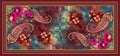 Seamless abstract digital background tulip flower with beautiful paisley