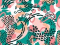 Seamless abstract doodle background pattern in bright summer positive colors