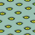 Seamless abstract eyes pattern. Vector psychedelic background