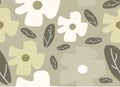 Seamless abstract floral and leaves vector illustration pattern Royalty Free Stock Photo