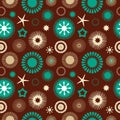 Seamless abstract floral pattern brown and blue