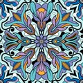 Seamless abstract floral pattern. Ornamental garland flowers in blue and purple on white background. Vector illustration. Royalty Free Stock Photo