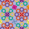 Seamless abstract floral pattern. simple and modern geomatric leaf vector illustration. multicolor flowers and circles. blue Royalty Free Stock Photo