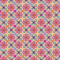 Seamless abstract floral pattern. simple and modern geomatric leaf vector illustration. multicolor flowers and circles. red Royalty Free Stock Photo