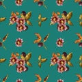 seamless abstract flower seamless pattern on green background