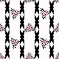 Seamless abstract flowers pattern striped background Royalty Free Stock Photo