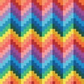 Seamless abstract geomatric pixel rainbow zigzag vector pattern