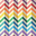 Seamless abstract geomatric pixel rainbow zigzag vector pattern