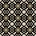 Seamless abstract geometric floral monochrome surface pattern in golden color