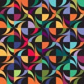 Seamless abstract pattern with multicolored simple geometric elements. Vintage style. Vector image. Royalty Free Stock Photo