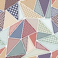 Seamless abstract geometric pattern for fabric. Multicolored triangles on white background. Vector illustration. Royalty Free Stock Photo