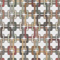 Seamless abstract geometric pattern. Interlaced squares in vintage colors. Chained grid. Vector image.