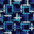 Seamless abstract geometric pattern. Mosaic texture. Chain texture. Brushwork. Hand hatching. Scribble texture.