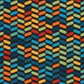 Seamless abstract geometric pattern with zig zag multicolor dotted line on a black background. Graphic texture. Vector image. Royalty Free Stock Photo