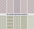 10 seamless abstract geometric patterns of striped vanes element Royalty Free Stock Photo