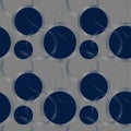 Seamless abstract geometrical blue circle pattern gray background - vector illustration