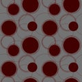 Seamless Abstract Geometrical Red Circle Pattern Gray Background - Vector Illustration