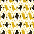 Seamless abstract golden grape pattern