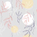 seamless abstract grey floral background with leaves. Royalty Free Stock Photo