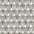 Seamless abstract hand drawn pattern of black and white scales.