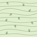 Seamless abstract hand drawn pattern with waves and leaves, light green color, raster Royalty Free Stock Photo