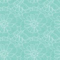 Seamless abstract hand-drawn waves and flowers pattern, wavy background.