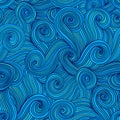 Seamless abstract hand-drawn waves texture, wavy background. Sea