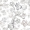 Seamless abstract illustrations of butterfly, conceptual. Vector, texture, digital & surface. Royalty Free Stock Photo