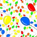 Seamless abstract illustrations of flying balloons, conceptual. Drawing, celebrations, messy & festival. Royalty Free Stock Photo