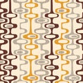 Seamless abstract mid-century modern pattern of organic oval shapes and stripes.